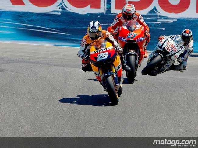 dani pedrosa casey stoner e jorge lorenzo laguna seca motogp 2010