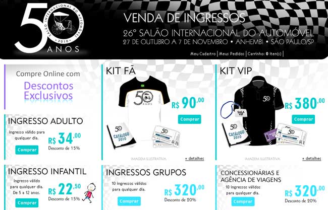 ingressos salão do automóvel 2010